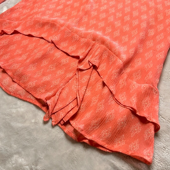 Sundance Coral Silk Medallion Print Ruffle Blouse Womens XL Boho Old Money - Picture 4 of 9